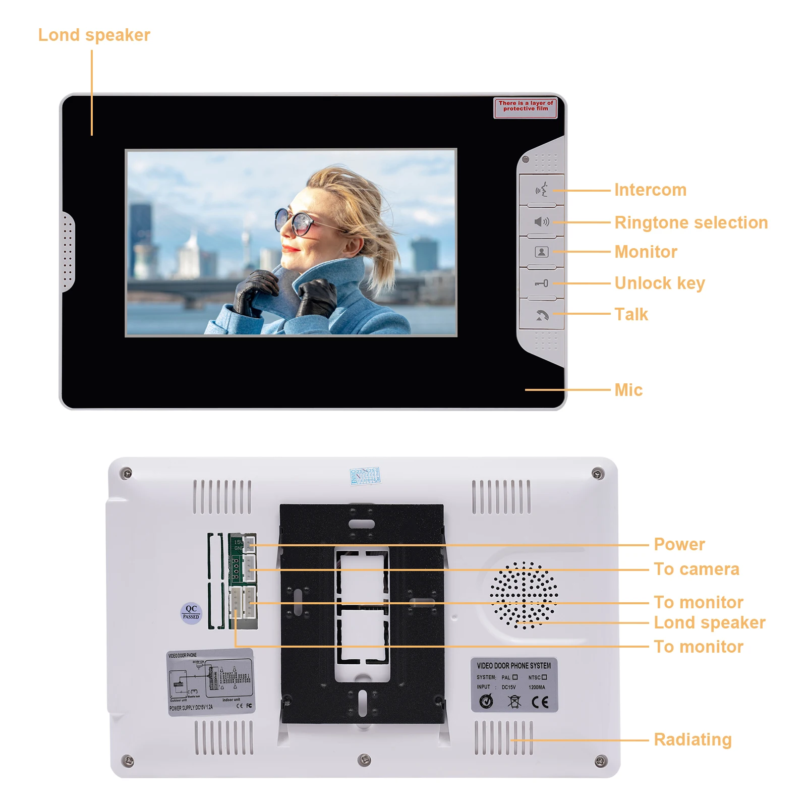 WLAN Türklingel mit Video: 1080p Sicherheit & 7" Monitor