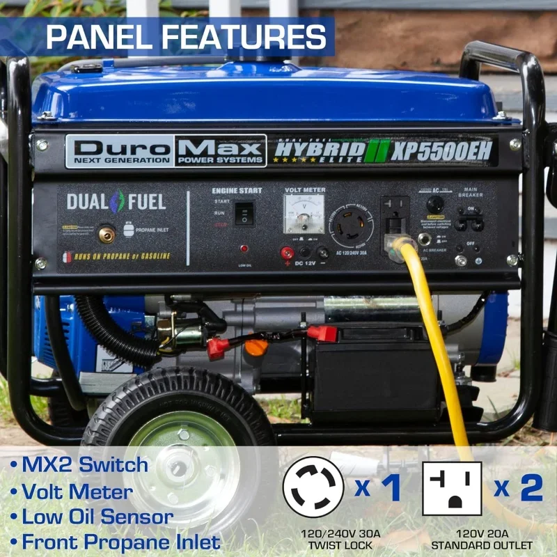 XP5500EH Electric Start-Camping; RV Ready, 50 State Approved Dual Fuel Portable Generator-5500 Watt Gas or Propane Powered