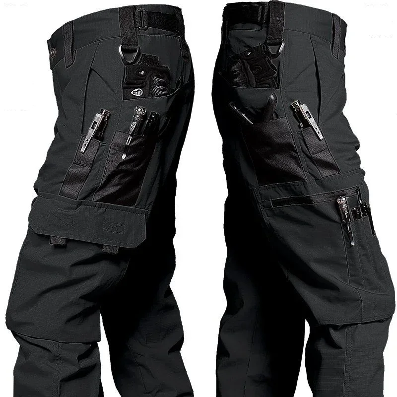 Hunting Bomber Sets Men Multi-pocket Waterproof Tactical Jackets + Wear-resistant Cargo Pants 2 Pcs Suits Ripstop Hiking Set