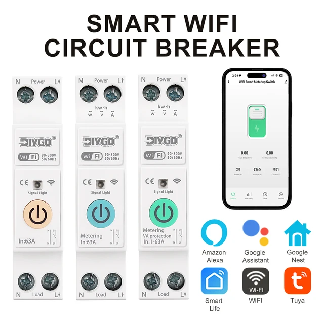 WiFi Smart Circuit Breaker with Voltage & Power Protection 1