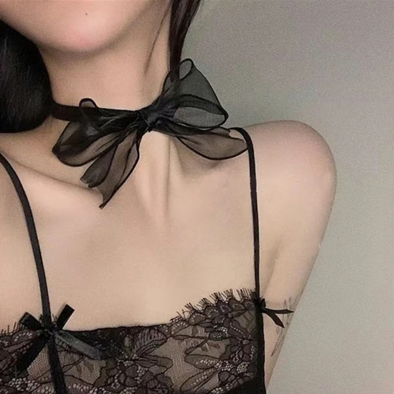 Bow Choker Necklace Goth Choker Choker Bowtie Choker Bowknot Choker