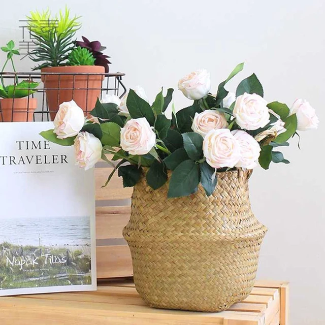 Mir de jardinière en paille tissée pour plantes, pot de fleur intérieur et extérieur, beaucoup de paniers sales, nouveau 2