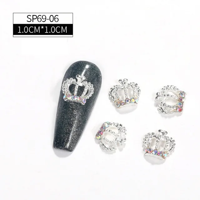 LEAMX 10 Pcs Nail Supplies 3D Charms Rhinestone Nail Art Decorations Pretty Girl Nails DIY Alloy Gemstone Nails Diamond Jewelry SP0069-06