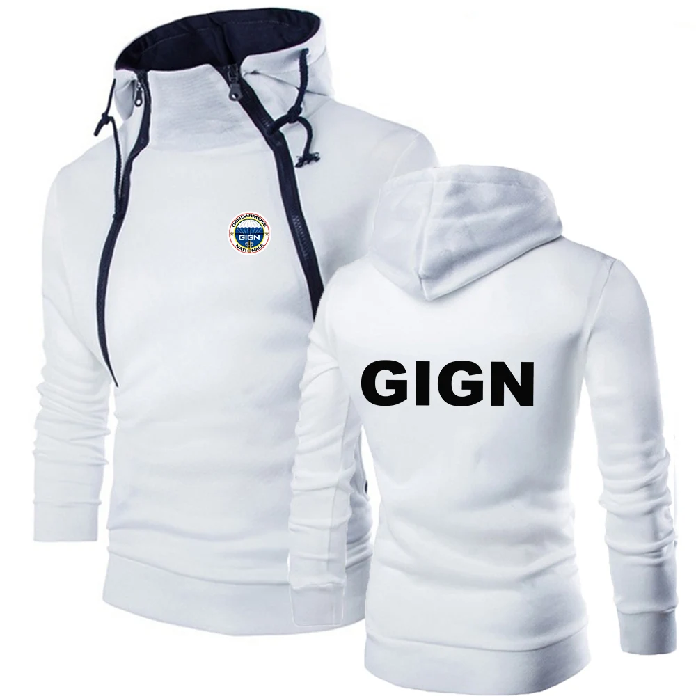 

2023 New France Gendarmerie GIGN Style Men Chest Zipper Hoodie High-quality Three-color Style Causal Comfortable Sports Sweater