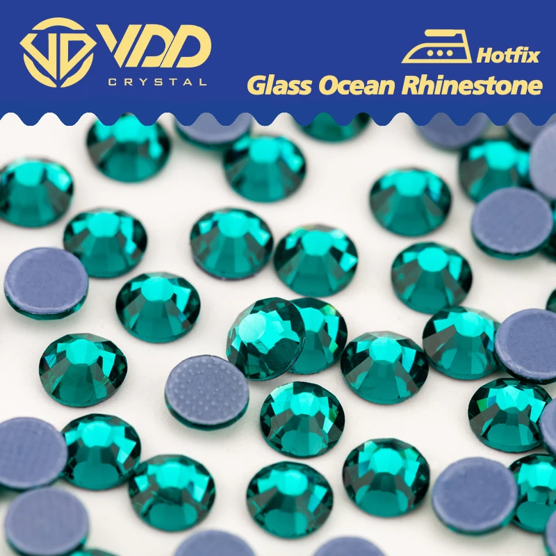 VDD 026 Blaue Zirkon-Kristall-Strasssteine, flache Rückseite, Hotfix, zum Aufbügeln, Glitzersteine, Stoff, Kleidungsdekorationen
