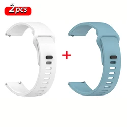 Premium Silicone Sport Strap for Smartwatch - Durable and Comfortable Wristband Accessory (2pcs White - Blue)