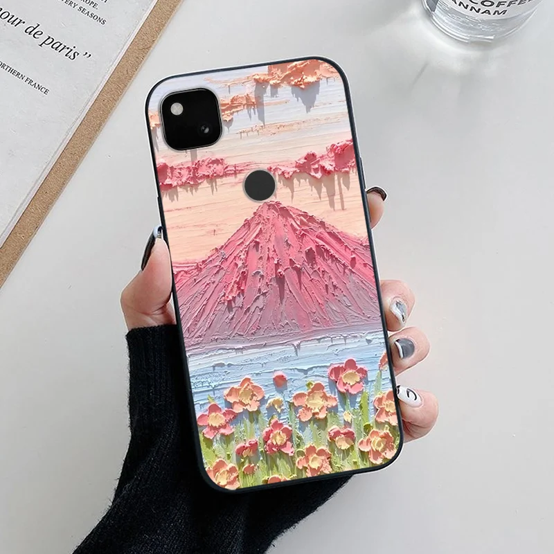 Floral Black Soft TPU Silicone Phone Case Cover