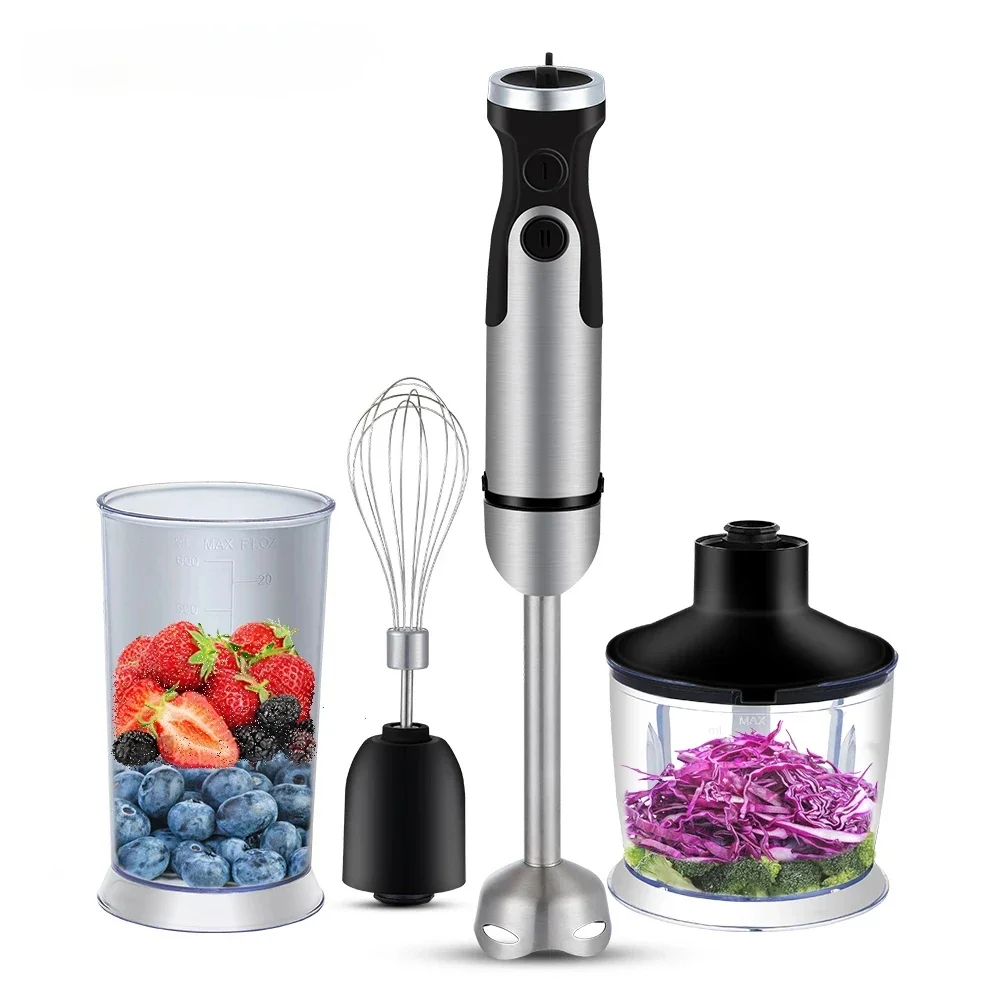 

Portable Blender 1200W 4-in-1 Immersion Hand Stick Blender Mixer Vegetable Meat Grinder 800ml Chopper Whisk 600ml Smoothie Cup