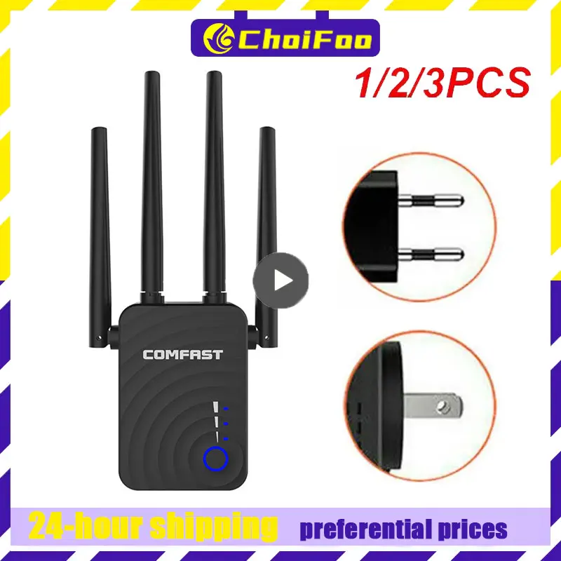 

1/2/3PCS 2024 New Long Range Extender 802.11ac Wireless WiFi Repeater Fi Booster 2.4G/5Ghz -Fi Amplifier 1200~2100M Wifi Router