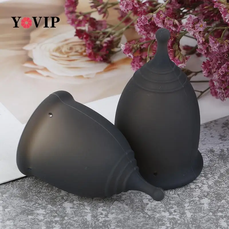 

1PC Black Color Reusable Silicone Cup Menstrual Medical Lady Cup Collector Menstrual Menstrual Cup For Women Feminine Hygiene
