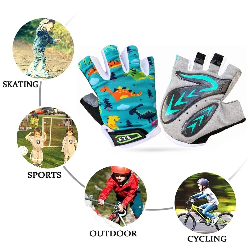  Guantes de ciclismo medio dedo colorido transpirable niños  medio dedo guantes ciclismo ciclismo guantes sin dedos par para niños niñas  : Todo lo demás