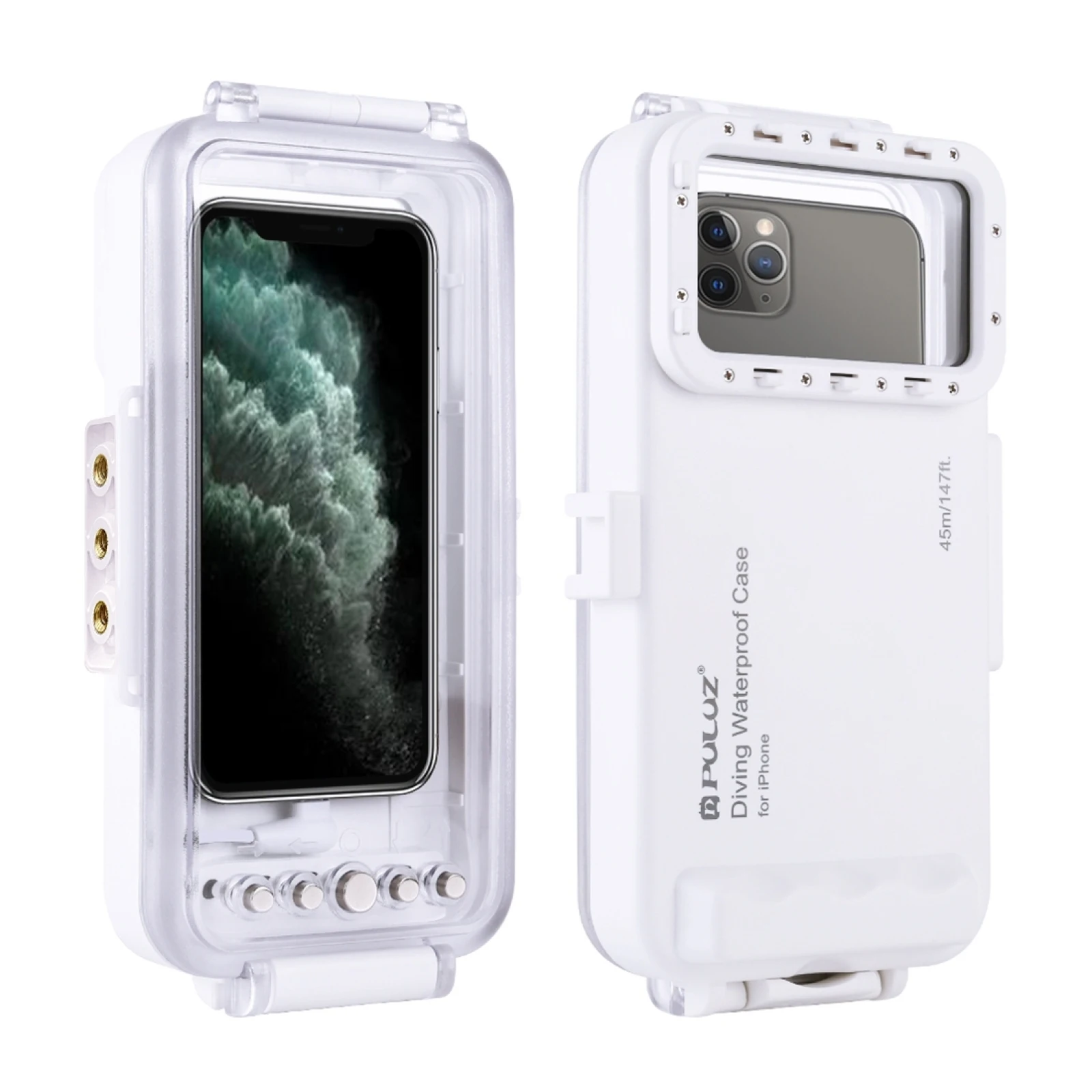 PULUZ 45m147ft Waterproof Diving Case Photo Video Taking Underwater Housing Cover for iPhone 6s 7 8 X 11 12 13 14 Series Above