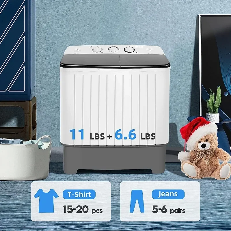 BANGSON Portable Washing Machine, 17.6 lbs Washer(11Lbs) and Spinner(6.6Lbs), Washer and Dryer Combo