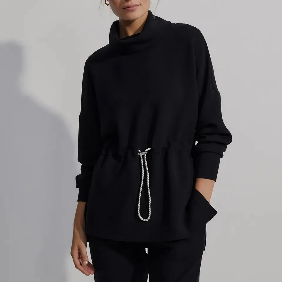 Women's Casual Long Sleeve Office Lady Solid Color Sweatshirts Pullovers 2023 Autumn Winter French Style Female Fashion Top