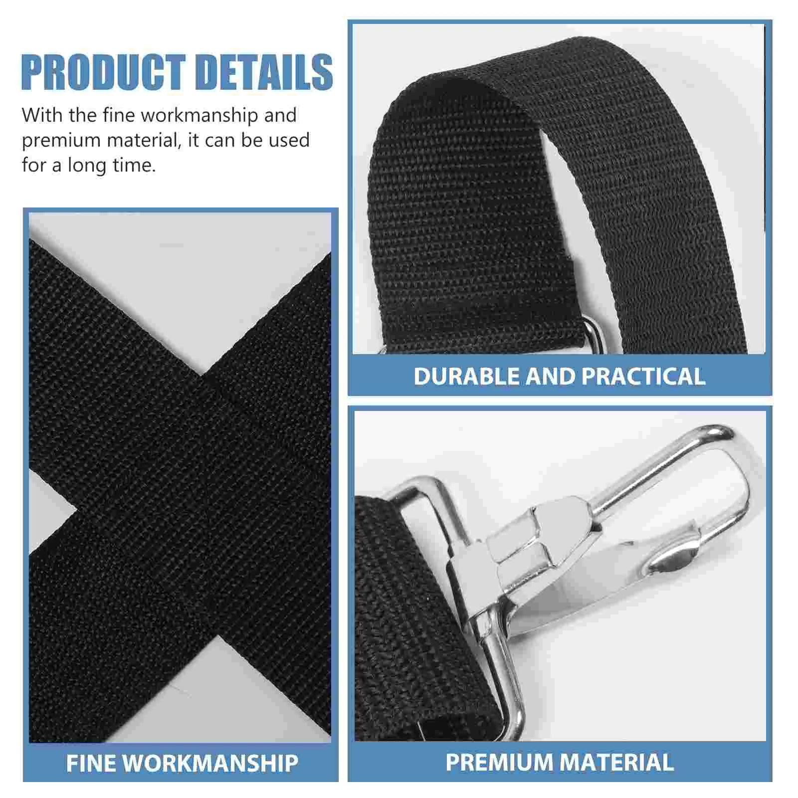 Black 5cm Wide Adjustable Snare Drum Strap for Marching Band Easy Replacement Double Shoulder Sling Fits Most
