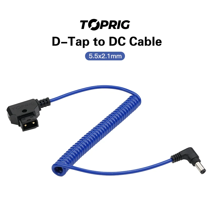 

D-Tap Male to DC ,D-Tap to Right Angle DC 5.5x2.1mm Cable spring wire for DSLR, Camera monitor cord， Accsoon CineView Cineview