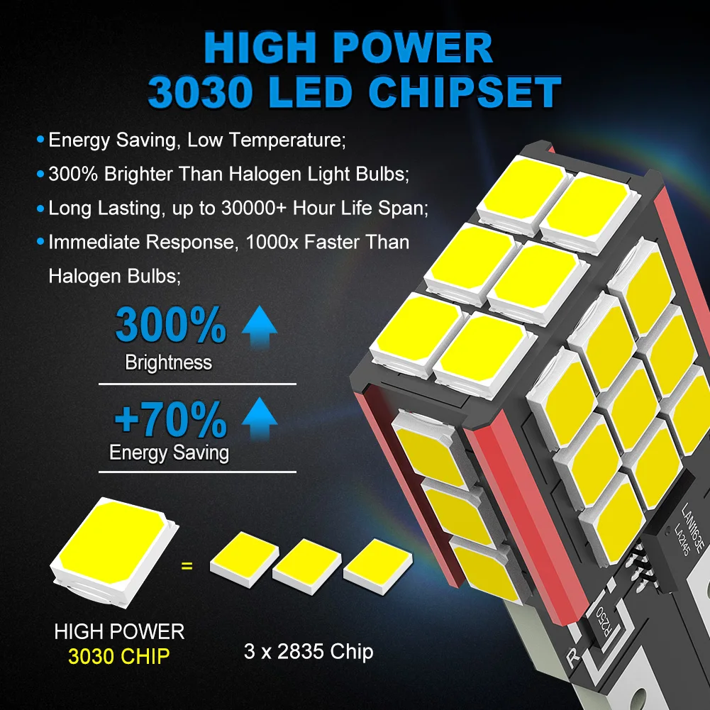 NAO T15 W16W LED CNABUS    T16 15W 1500LM 921 30SMD 3030   ڵ  Ʈ  12V ڵ  