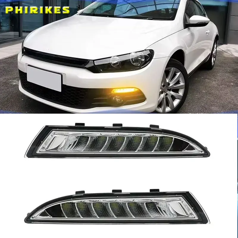 Per VW Scirocco 2008-2013 Auto Anteriore LED indicatore laterale Lampada Ambra Indicatori di direzione e Luci di marcia diurna DRL bianche