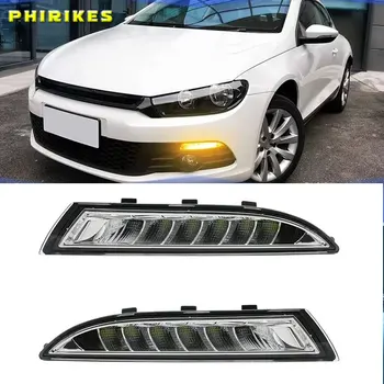 Per VW Scirocco 2008-2013 Auto Anteriore LED indicatore laterale Lampada Ambra Indicatori di direzione e Luci di marcia diurna DRL bianche