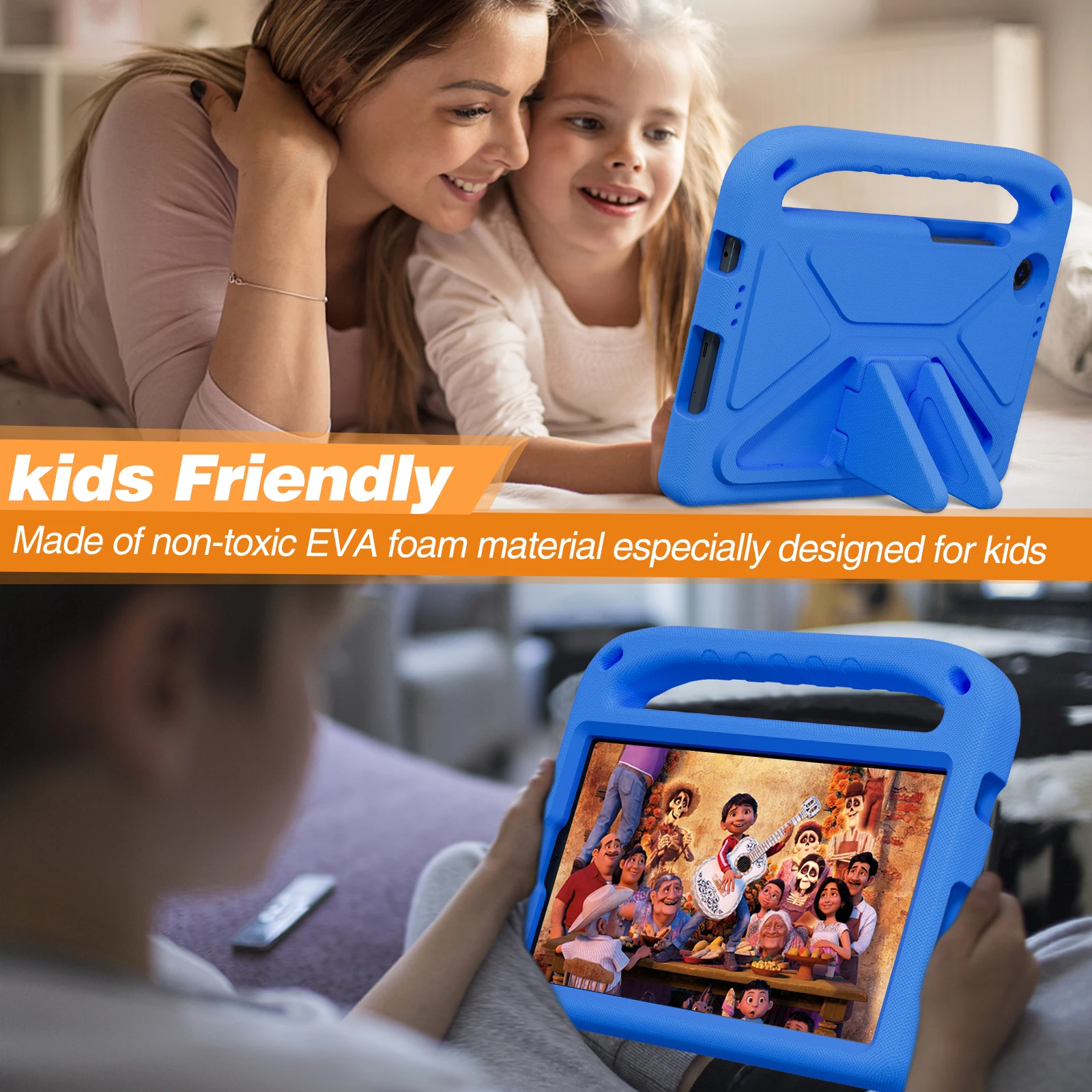 Kids Shockproof Cartoon Handle & Kickstand Tablet Case - 8.7 Inch Eva Cover