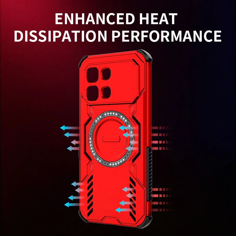 Rugged Armor Magnetic Case with Hollow Heat Dissipation - Enhanced Shockproof Protection Cover