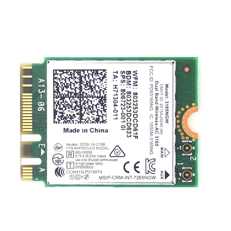 5NGW 무선 네트워크 카드 5Ghz 600M 3165 듀얼밴드 NGFF 와이파이 어댑터