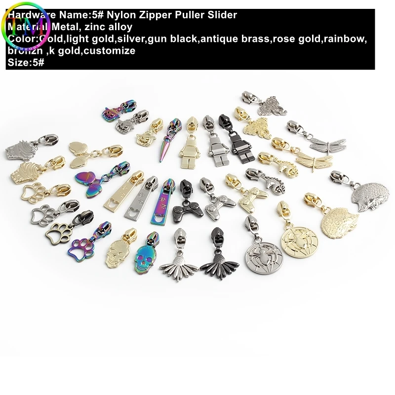 Zippers Puller 5# Nylon Zipper Pulls Charm Zips Repair Zipper Pull Replacement Slider For Purse Garment Sewing Accessories Bag