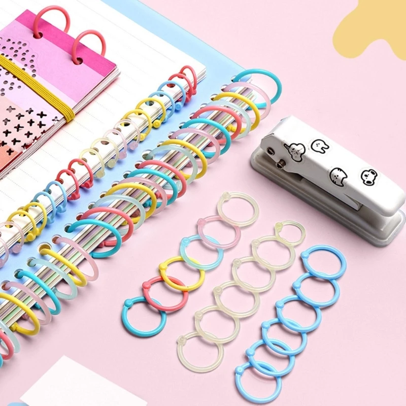 Plastic Binding Rings book binding supplies 10/ 15 / 30 Pcs Loose Leaf Rings Multi-Color Binder Rings Flexible Plastic Book for Scrapbook Notebook Keychain