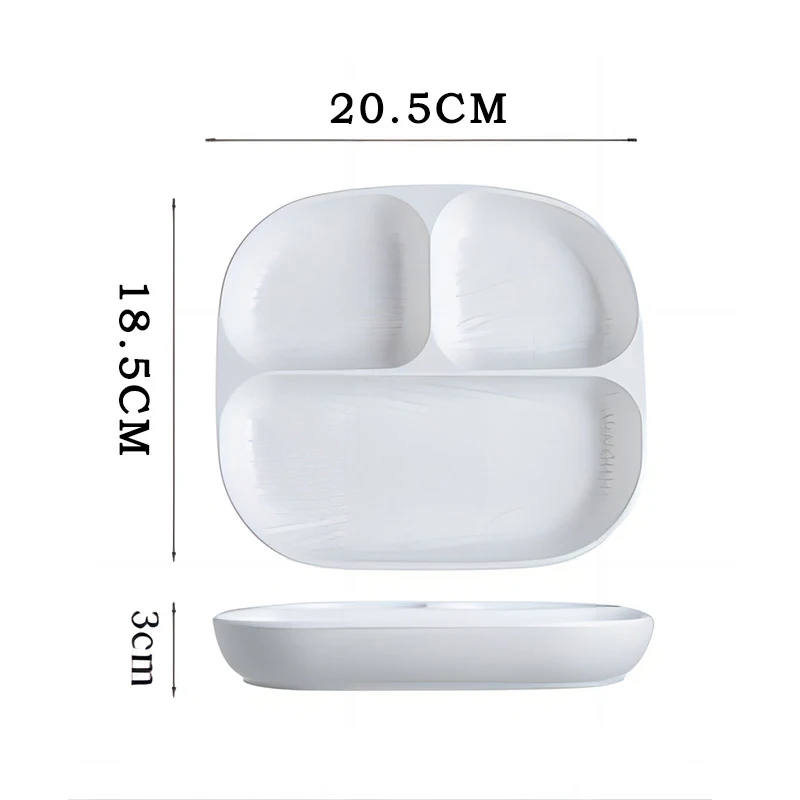 Ceramic Portion Control Plate with 3 Compartments Divided Breakfast Dinner Plate Appetizers Platter Dessert Serving Dish