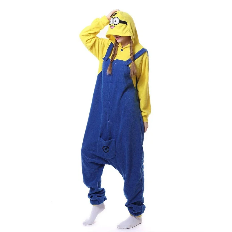 Minions Cosplay Kigurumi Onesies Pajamas Cartoon Anime Jumpsuit Sleepwear Adult Home Clothes Christmas Halloween Costume