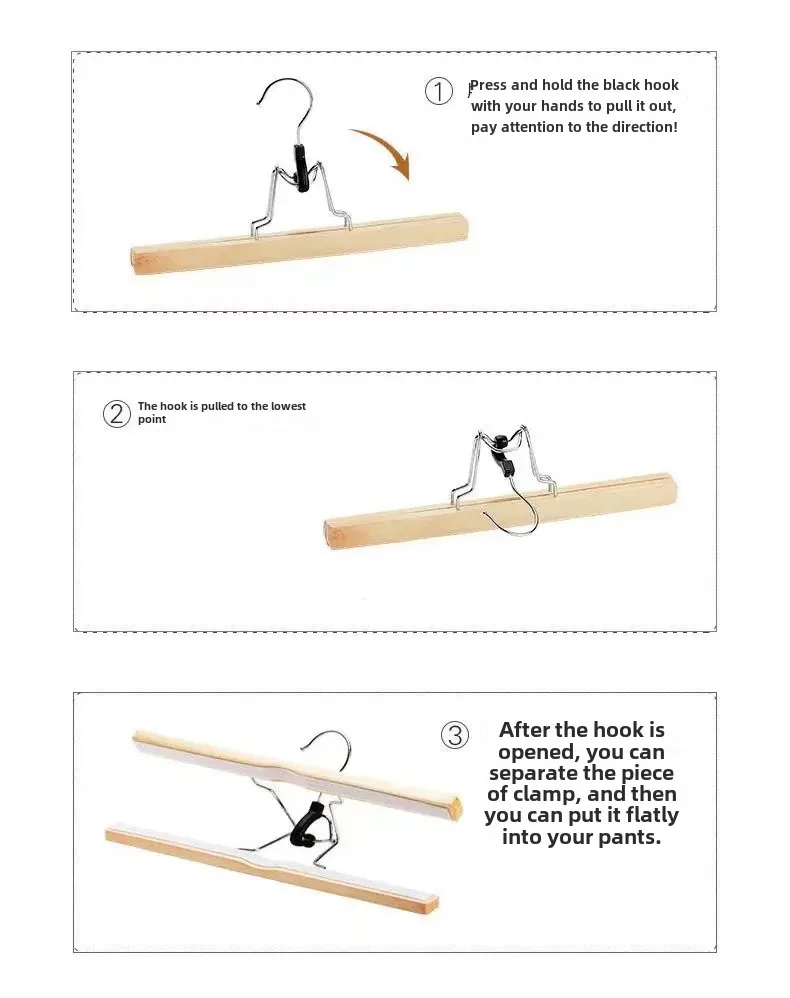 Description Picture 3 of itemWooden Clothes Hangers Tree Bark Clothes Hanger No Trace Trousers Hanger Wooden Hanfu Wholesale