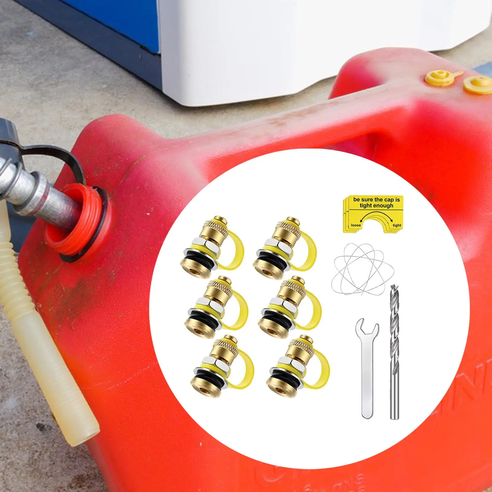 6x Universal Fuel Gas Can Vents Caps Quickly Gas Can Vent Valve 5 Gallon Exhaust Cover Set 6 Air Nozzles