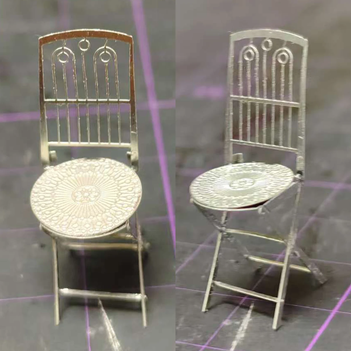 1/35 포토 이트치 PE 샌드 테이블 디오라마 스케일 모델 키트 금속 스테인리스 스틸 야외용 접이식 의자 접이식 원형 테이블