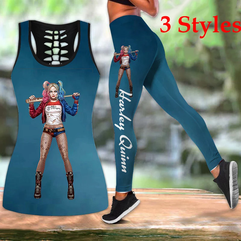 

Halloween Hollow Tank Top or Leggings Combo for Women Slim Fit Yoga Leggings Outfit Vest Suit XS-8XL