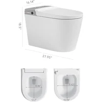 Smart Bidet Toilet with Remote Control，LED Display Aromatherapy System Warm Water & Dry Off Seat Flush Foot Sensor，Smart Toilet 2