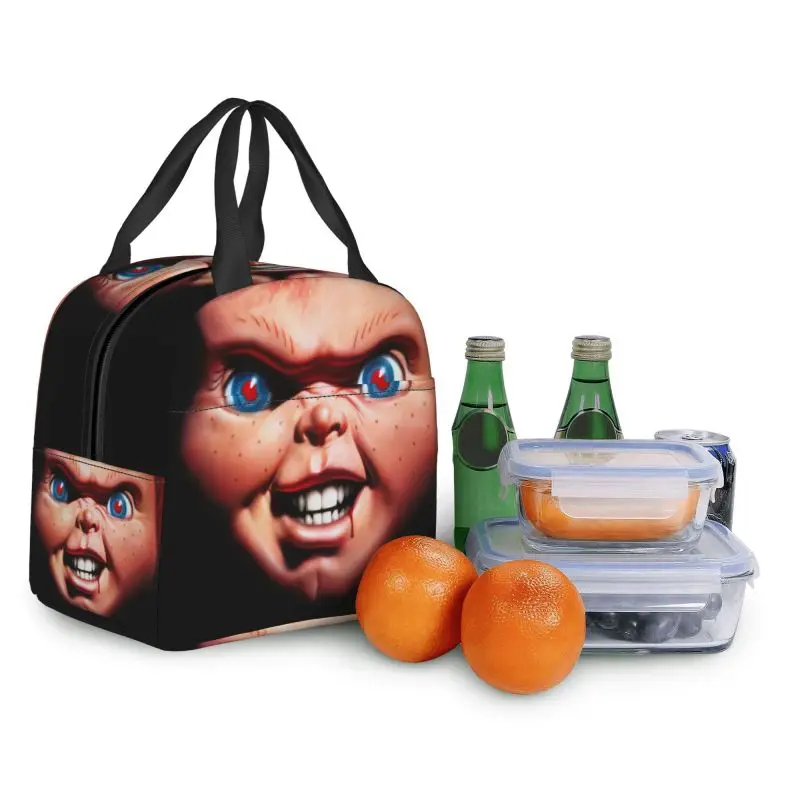 Horror Killer Chucky Insulated Lunch Bag for Camping Travel Child's Play Movie Leakproof Thermal Cooler Bento Box Women Children