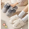 Women Winter Warm Slippers Men Cartoon Rabbit Furry Thick Soled Slides Couples Home Cotton Sandals Adult Non-Slip Faux Fur Shoes 2
