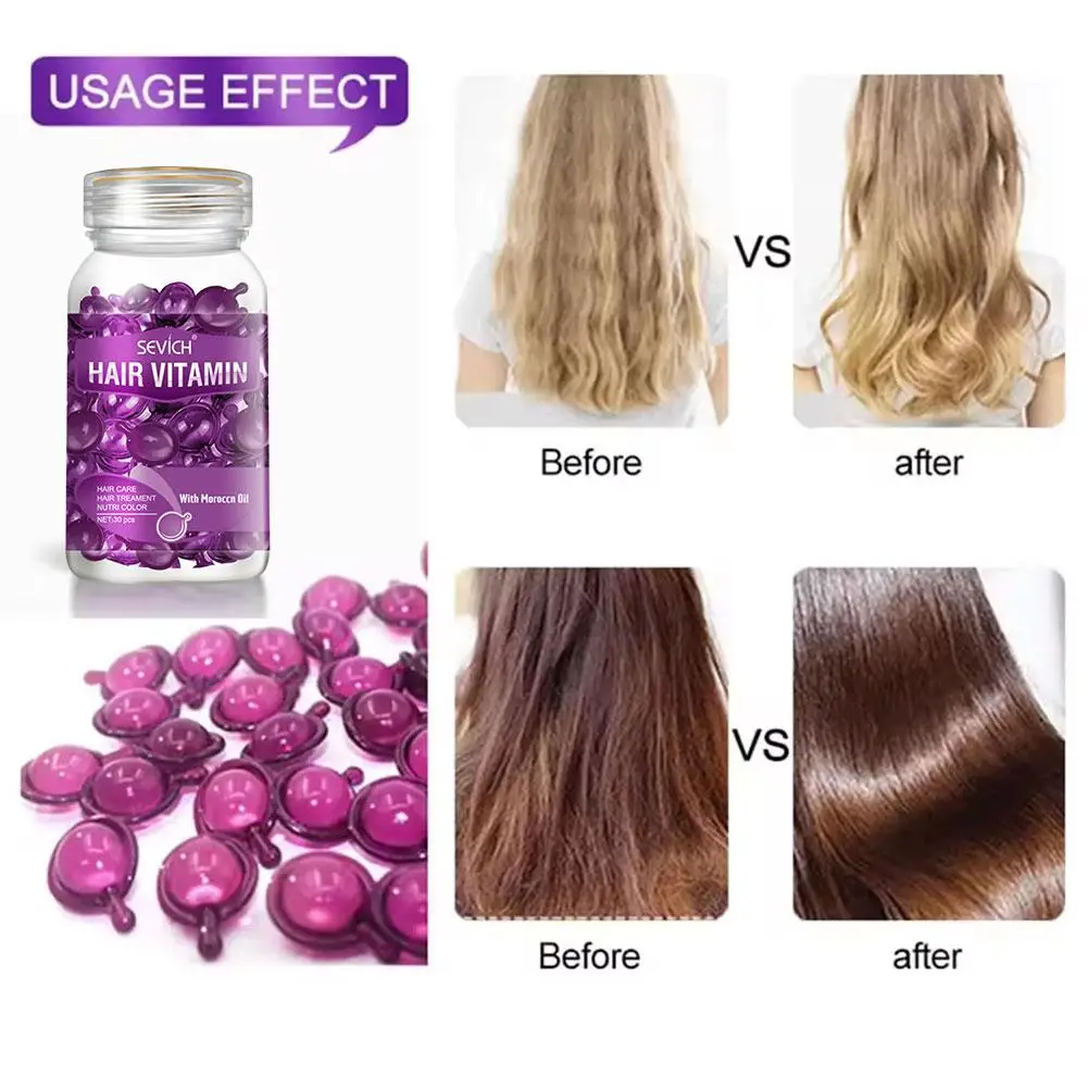 Hair Vitamin Oil Capsule 30Pcs Hair Care Serum Complex Mask Hair Silky Repair Smooth Oil Moisturizing Formula Conditioning O2V0