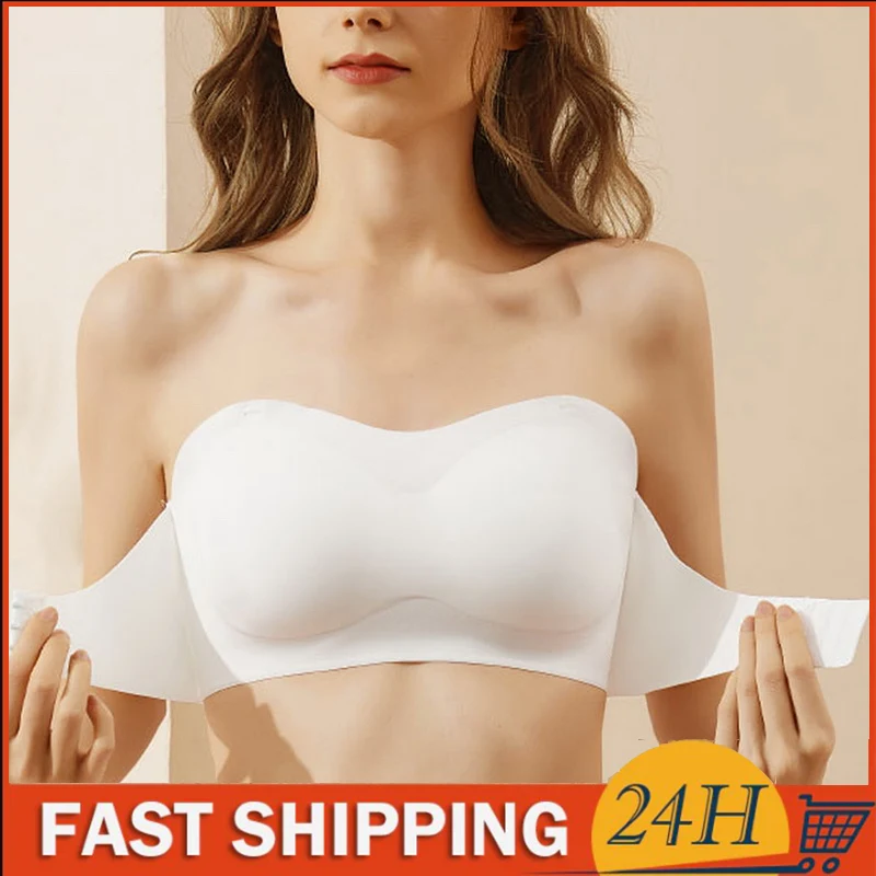 Cheap Strapless Bra for Woman Invisible Tube Tops Seamless Breathable  Wireless Wedding Brassiere Push Up Bras Lingerie Sexy Bralette