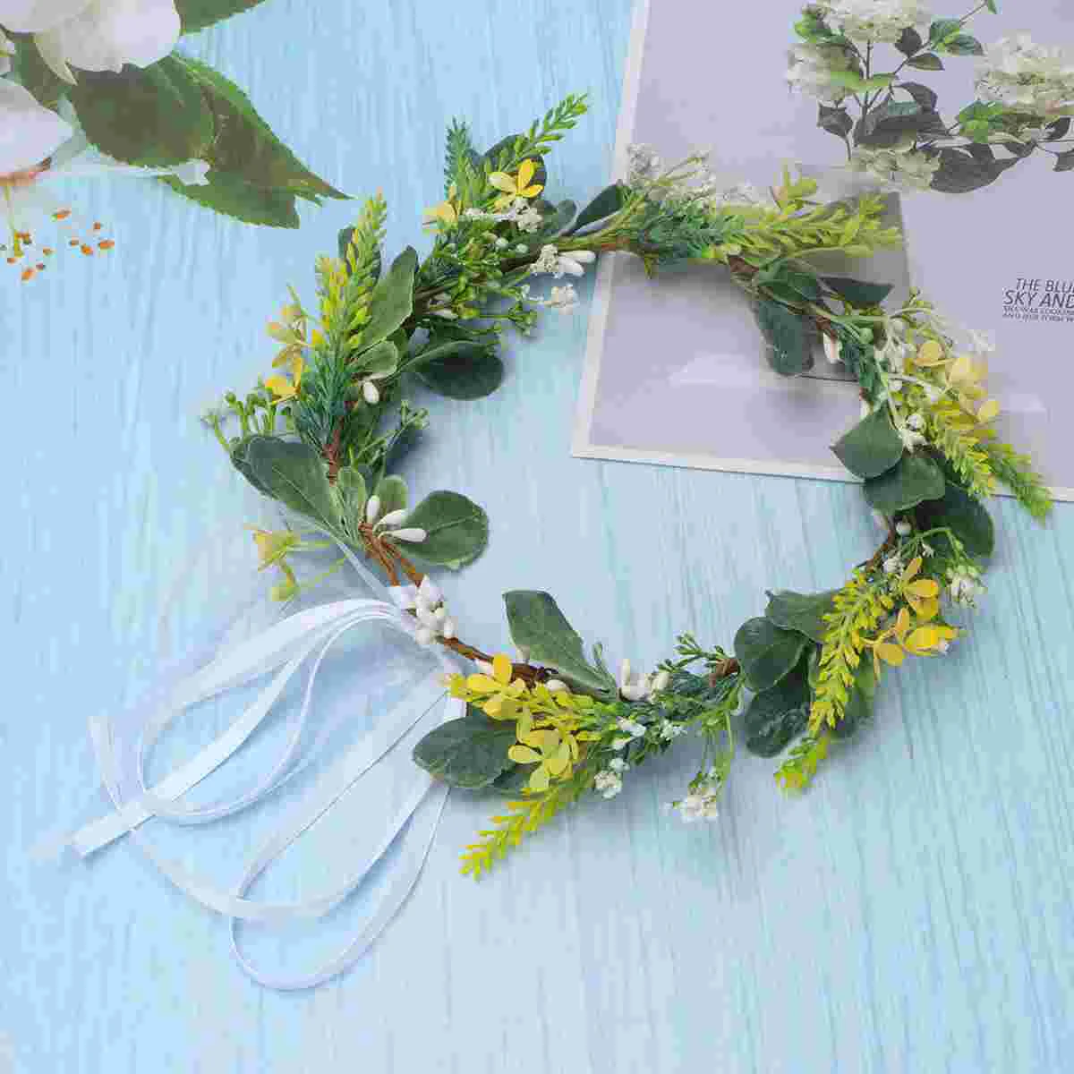 

Prom Hair Accessories Floral Crown Headband Lavendar Wreath Blue Flower Garland