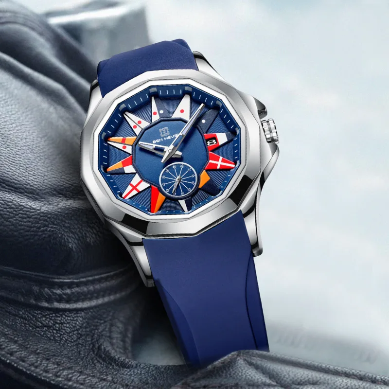 Quartz Watch For Men Reloj Hombre Sports Fashion Casual Personaliz Dial Glow Calendar 3bar Waterproof Silicone Strap Male Watch