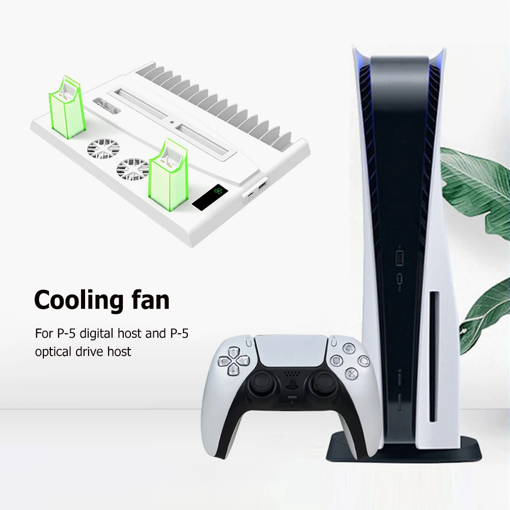 For PS5 Controller Charger Consoles Vertical Cooling Fans Stand Charging Station for PS5 Disc/Digital Version HBP-376