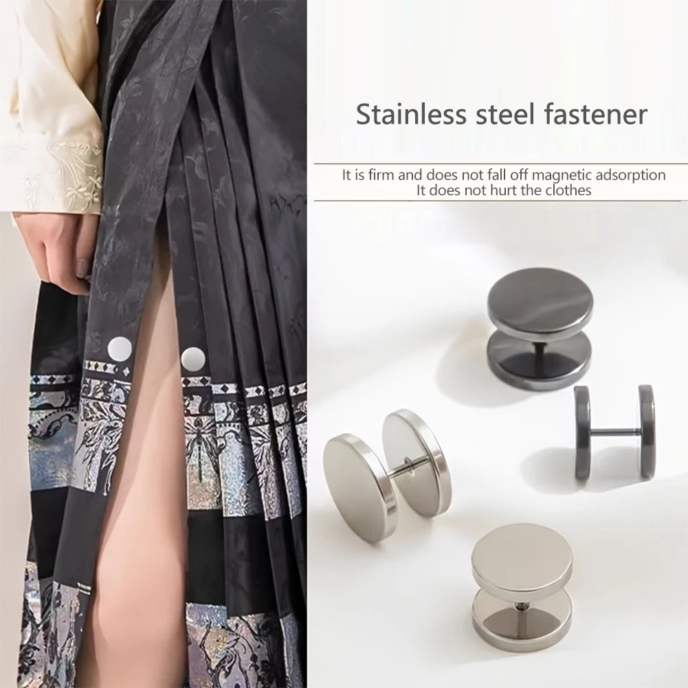 DIY Clothing Spiral Fastener 4Pcs Stainless Steel Seamless Buckle Clip Fixing Buttons