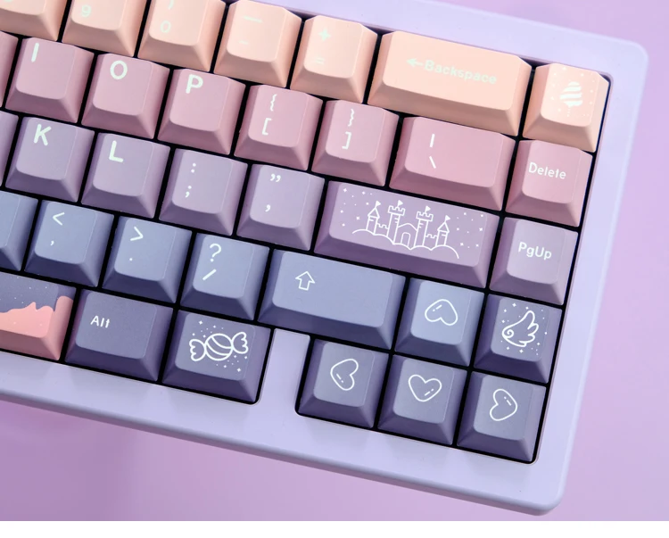 Gmk Fairy Tale Keycaps Teclado Mecânico para Interruptor mx Perfil Inglês Cereja Pbt Sublimação de Tintura Lados 136 Teclas - Imagem 2
