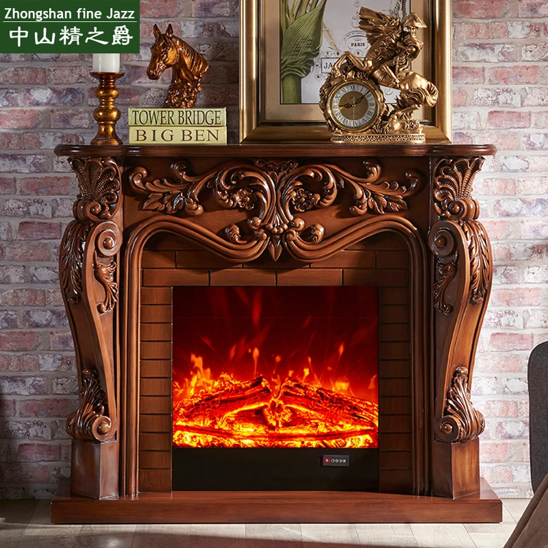 Simple solid wood fireplace frame European style villa decoration cabinet  1.2m 1.5m imitation fire modern fireplace - AliExpress