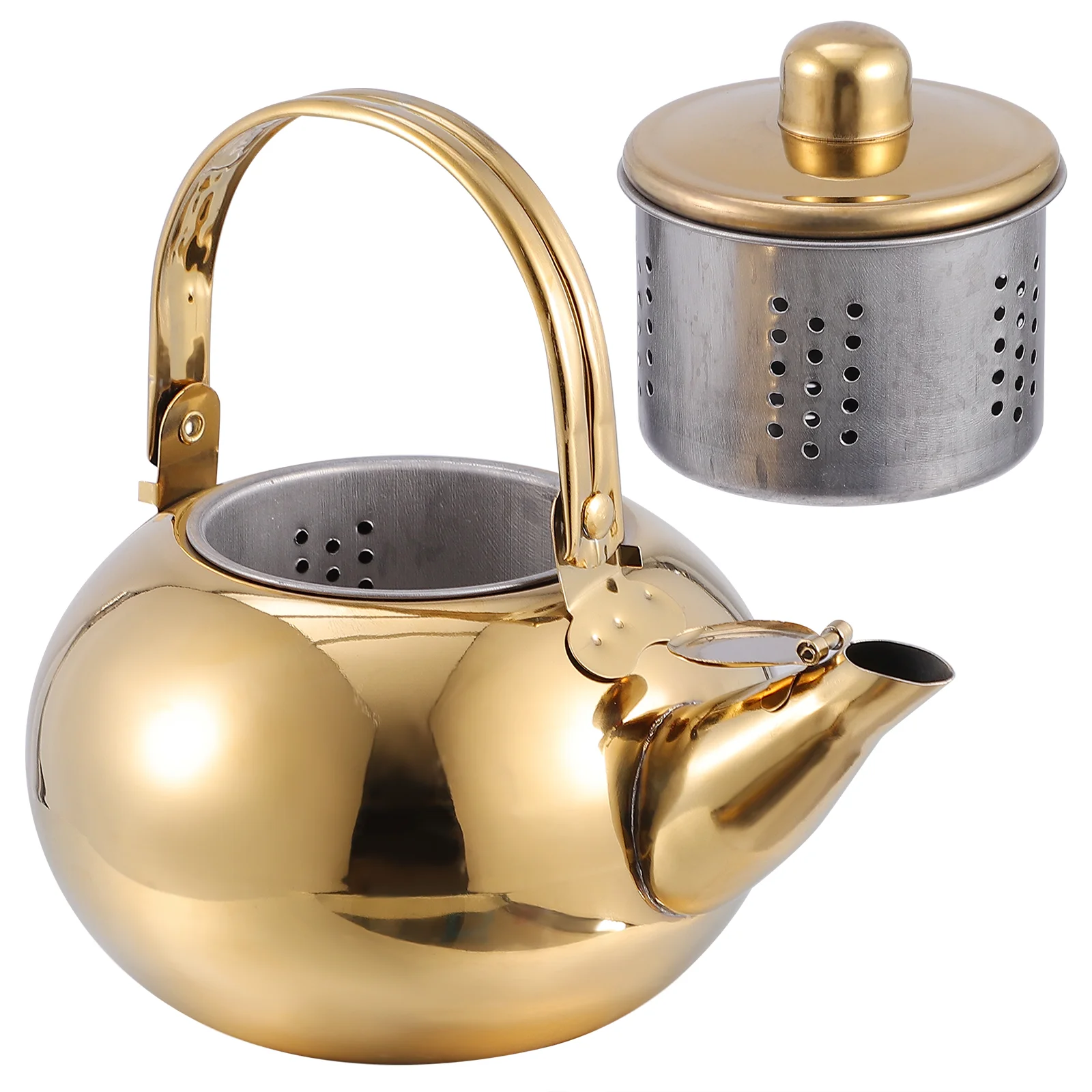 Golden Stainless Steel Teapot Safe Portable Practical Gift For Lover Teakettle Home Teapots Water Kettles Kitchen Dining