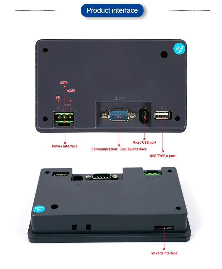 Huaqingjun 4.3 TFT LCD ġũ RS485/232/422  PLC DC10-30V Modbus RTU HMI