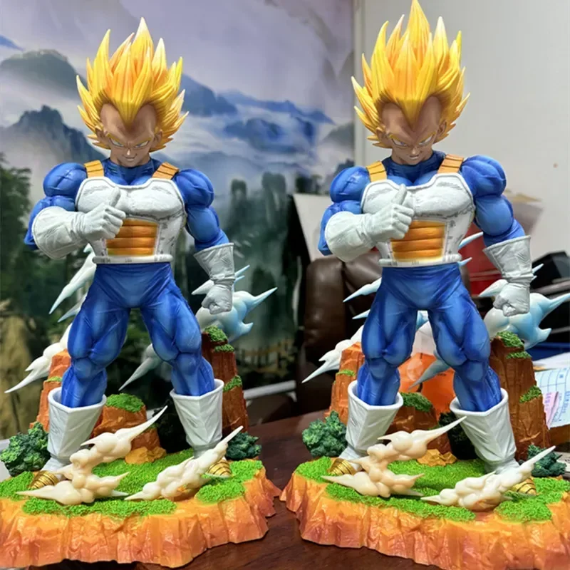 

36cm Dragon Ball Cs Vegeta Anime Figures Gk Goku Demonize Super Saiyan Statues Around Anime Scenes Pvc Model Ornament Toy Gifts