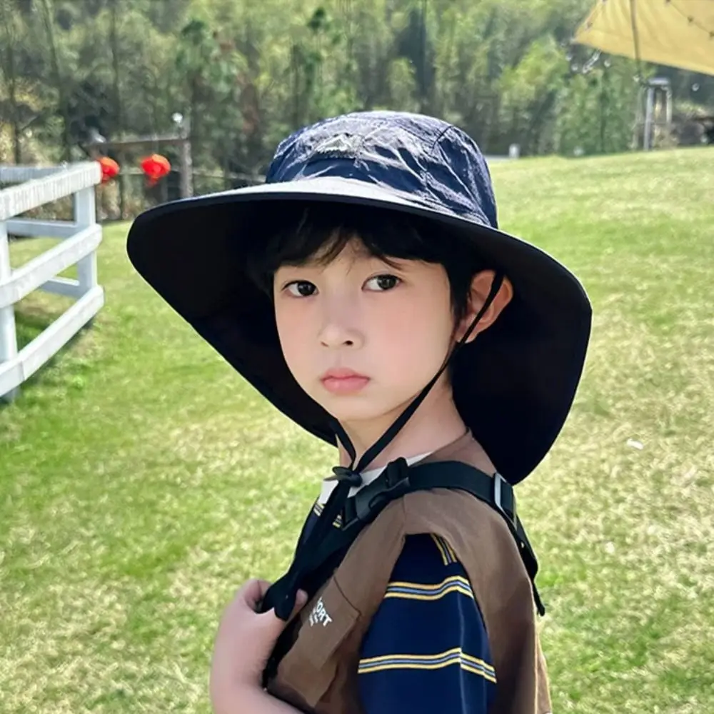 Big Brim Shawl Children's Summer Hat Sun Protection Neck Ear Cover Kids Sunscreen Hat Anti UV Breathable Kids Beach Caps