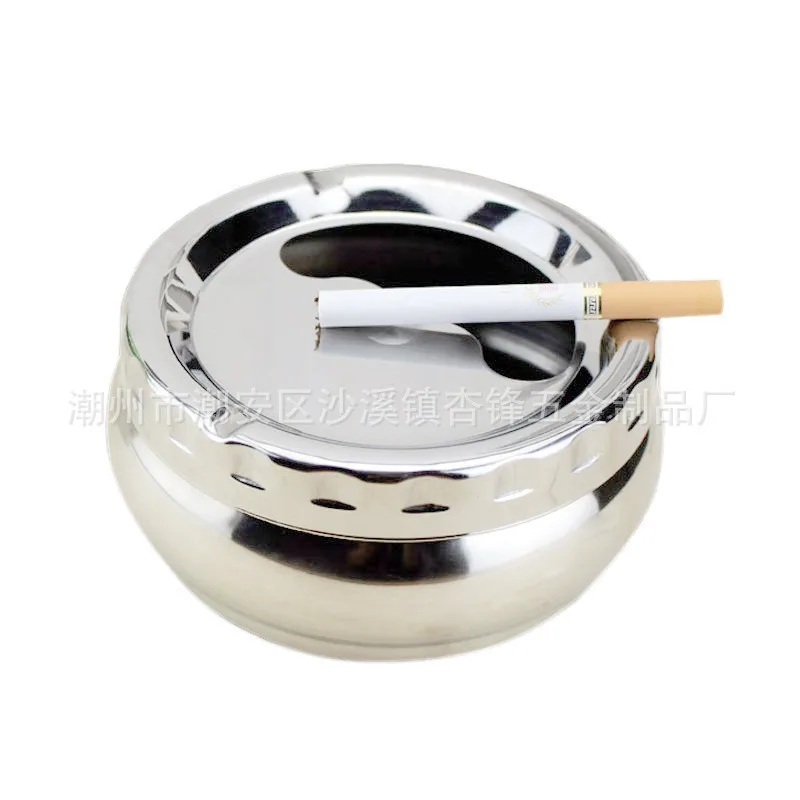 European stainless steel ashtray with cover home automatic extinguishing living room bedroom round smoke cup large anti-fall stainless steel ashtray,metal ashtray